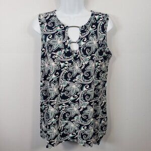 Est 1946 Womens Medium M Sleeveless Top Metal Accent Floral Print Stretch /A80